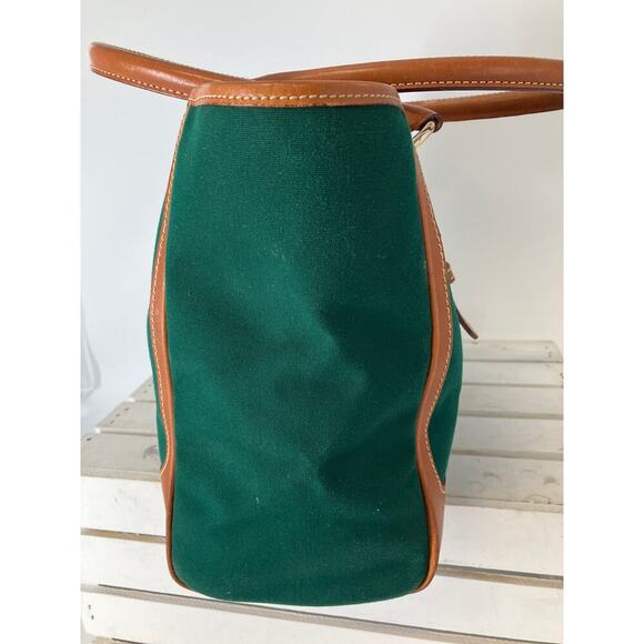 DOONEY & BOURKE GREEN CANVAS/ LEATHER SHOULDER TOTE ASIS - Picture 4 of 16